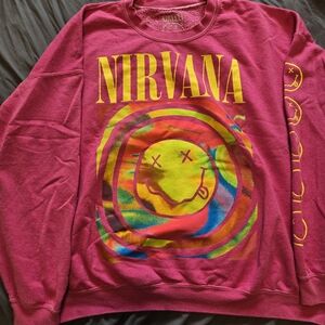 Nirvana Pink Sweatshirt with Smiley Face